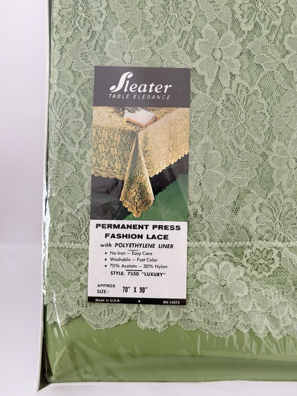 Vintage SLEATER Tablecloth Elegance Fashion Lace 70" X 90” NOS 7550 NEW IN BOX gallery