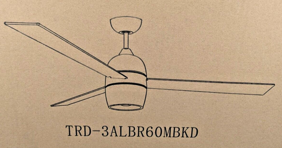 TRENDY LIGHTING ALBA 60" 3-BLADE LED CEILING FAN MIDNIGHT BLACK W/ WALL CONTROL gallery
