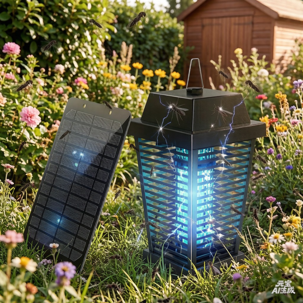 4500V Electric Solar Bug Zapper Outdoor, Mosquito Zapper Waterproof Fly Zapper,e gallery