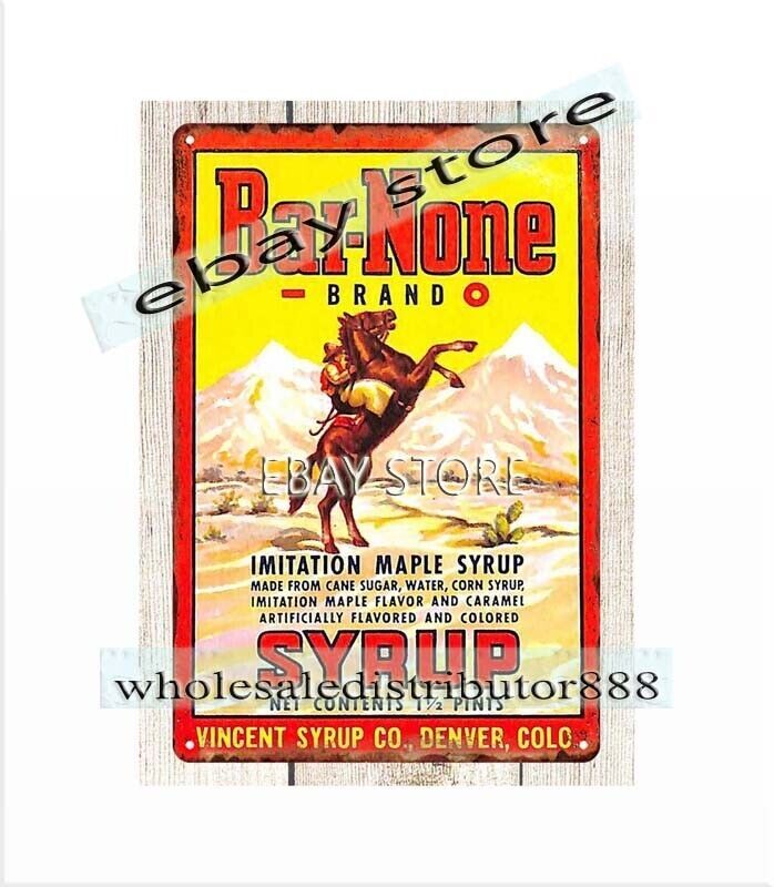 Bar-None Brand Maple Syrup Denver CO Cowboy metal tin sign metal artwork sale gallery