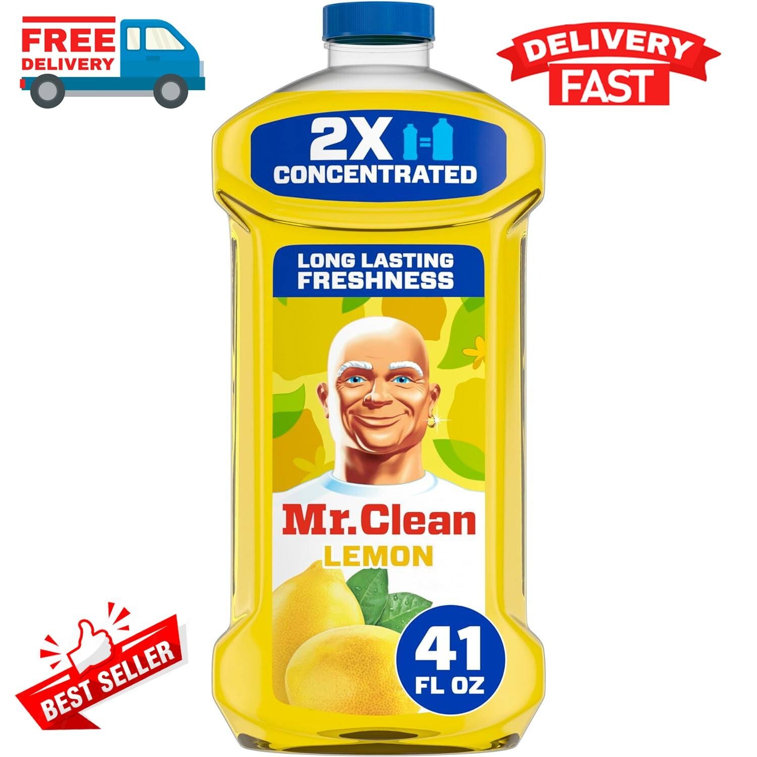 Mr. Clean 2X Concentrated Multi Surface Cleaner With Lemon Scent, (41 fl oz) US gallery