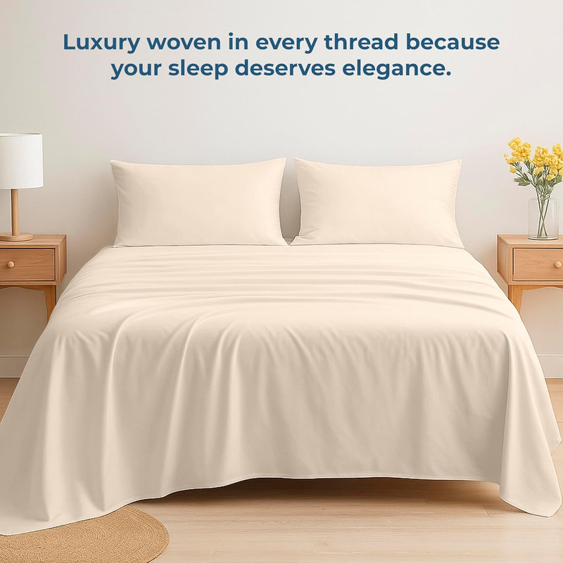 100% Organic Cotton Fitted Sheet - Percale Weave - Super Soft Deep Pocket Bottom gallery
