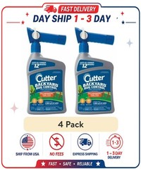 (4 pack) Cutter Backyard Bug Control Spray Concentrate, QuickFlip Hose-End Spray