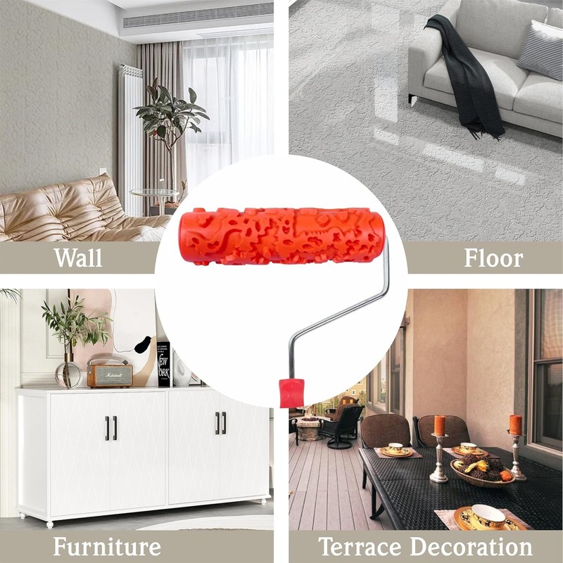 7'' Patterned Roller for Wall Decoration Classic Brick Embossing Texture Rubber gallery