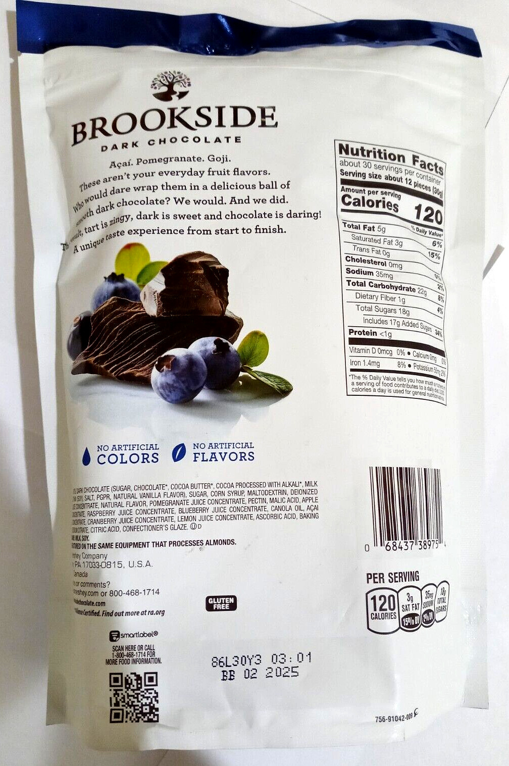 Brookside Dark Chocolate Acai & Blueberry Flavors EXP 02/2025 gallery