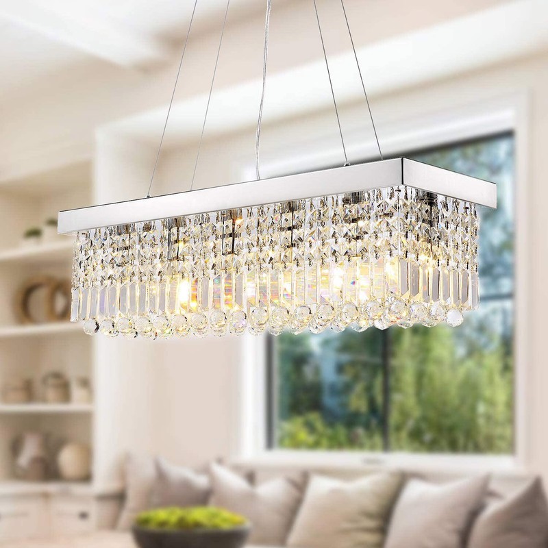 Crystal Chandelier Rain Drop Ceiling Light Rectangle Pendant Lamp 60cm/80cm gallery