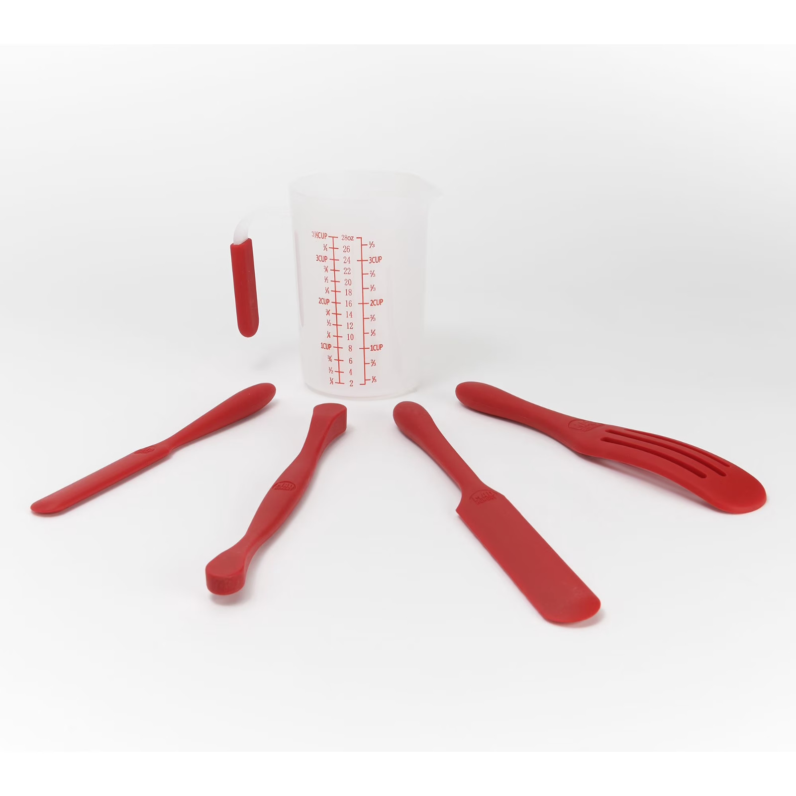 Mad Hungry 5 Pc Silicone Spurtle Baking Prep Set w/ Measuring Cup Red New in Box gallery