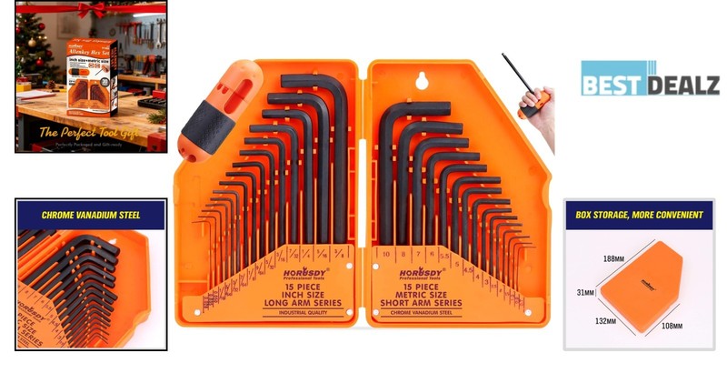 Comprehensive 32-Piece Allen Wrench Set - Inch/Metric with High Leverage Design gallery