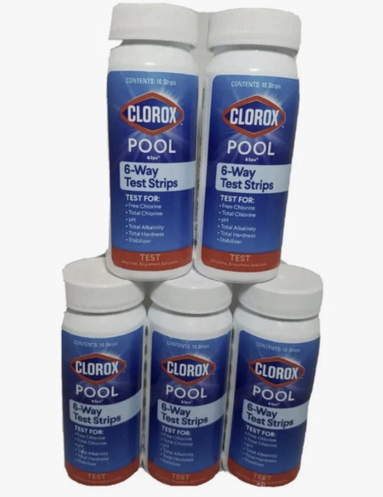 Clorox Pool & Spa 6-Way Test Strips pack of 5, 10 Ct each bottle (50 total) 🔥 gallery