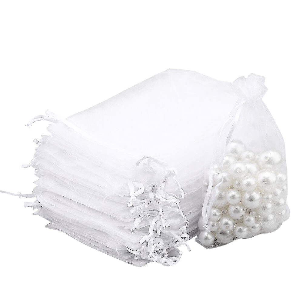 White Drawstring Organza Gift Bags Wedding Party Favor Jewelry Pouches 20/50/100 gallery