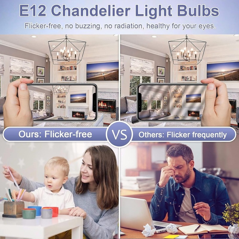 Energy-Efficient E12 Candelabra Bulbs - 5W LED, 500 Lumens, 4000K Bright White gallery