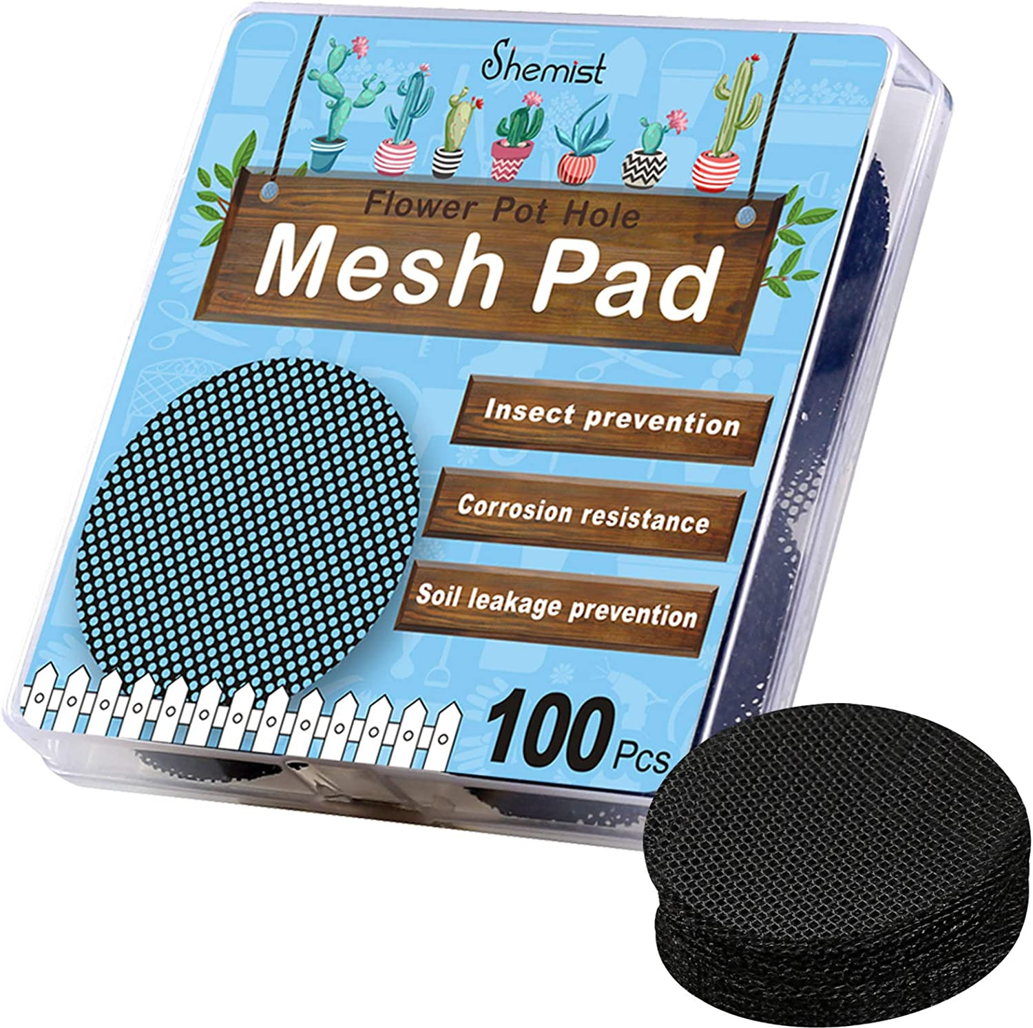 100PCS Bonsai Pot Bottom Grid Mat Mesh, Plant Drainage Screens Gasket, round Dra gallery
