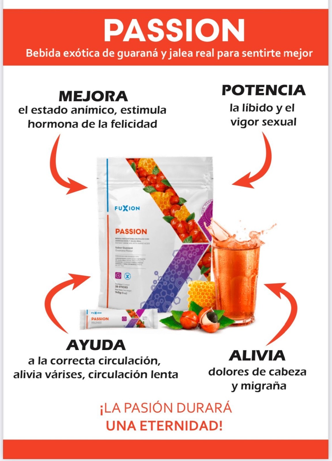 FUXION- PASSION Pleasant invigorating guarana flavor-28 Sticks-FREE SHIPPING gallery