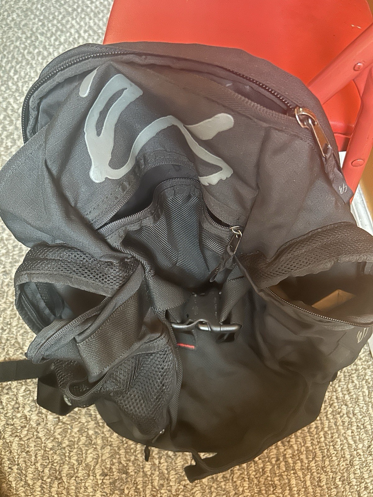 Black Nylon Hiking Backpack, Adjustable Straps, Mesh & Zipper Pockets 5