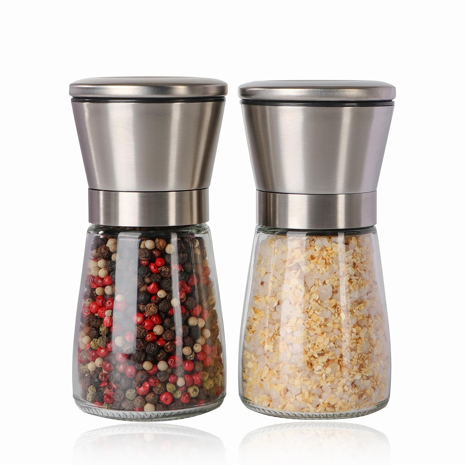 Salt and Pepper Grinder Set Refillable, Salt Pepper Grinder Shaker Stainless S gallery