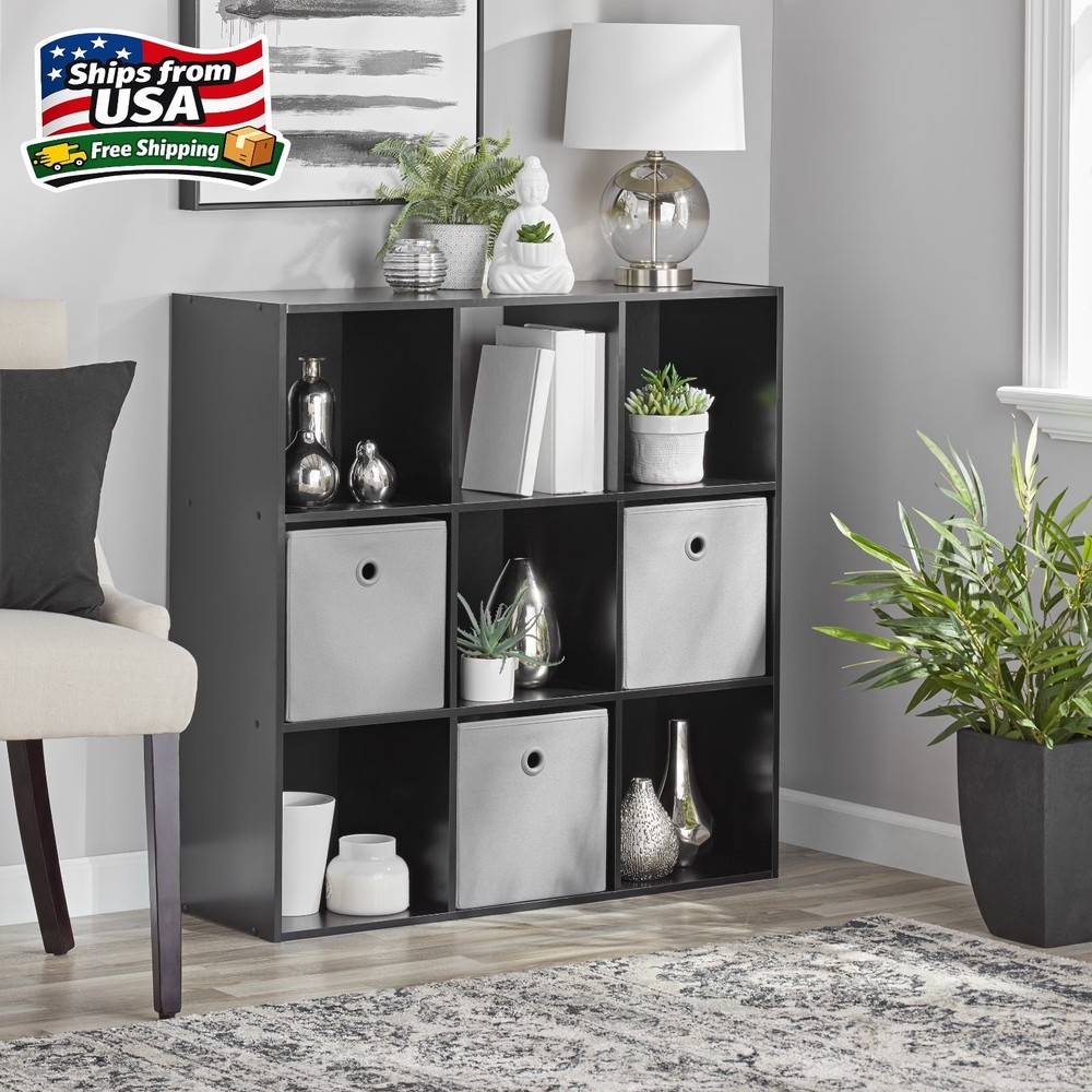 Mainstays 9 Cube Storage Organizer, Black