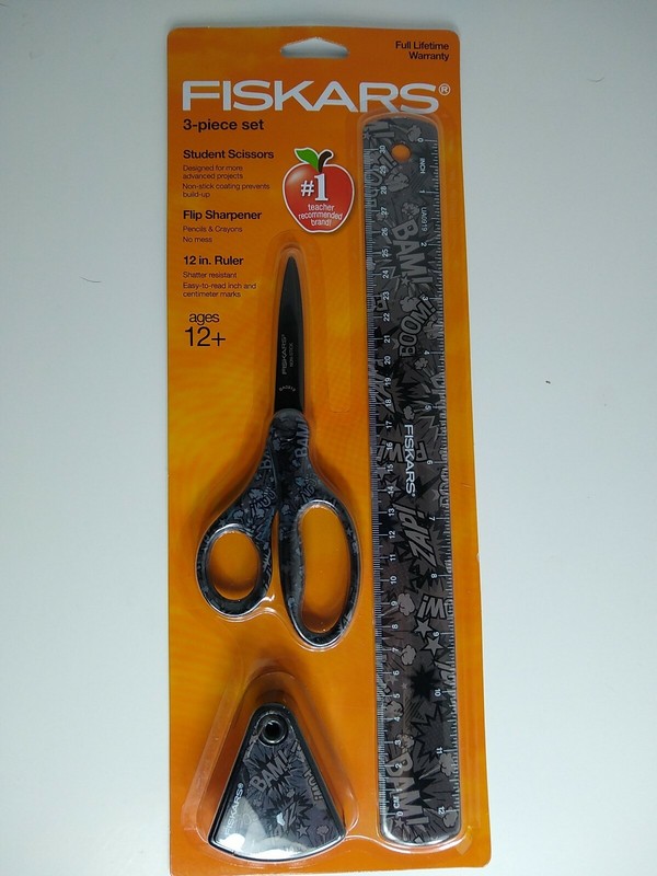 Fiskars 3-Piece Set Scissors, Sharpener, & Ruler Select From 4 Variations gallery