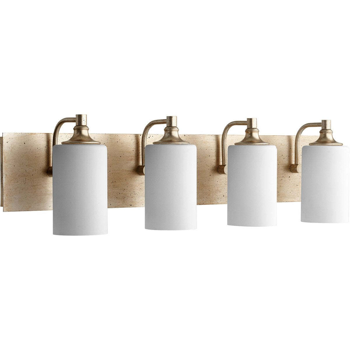 Quorum 5009-4-60 Celeste 33 inch Aged Silver Leaf Vanity Wall Light, Satin Opal gallery