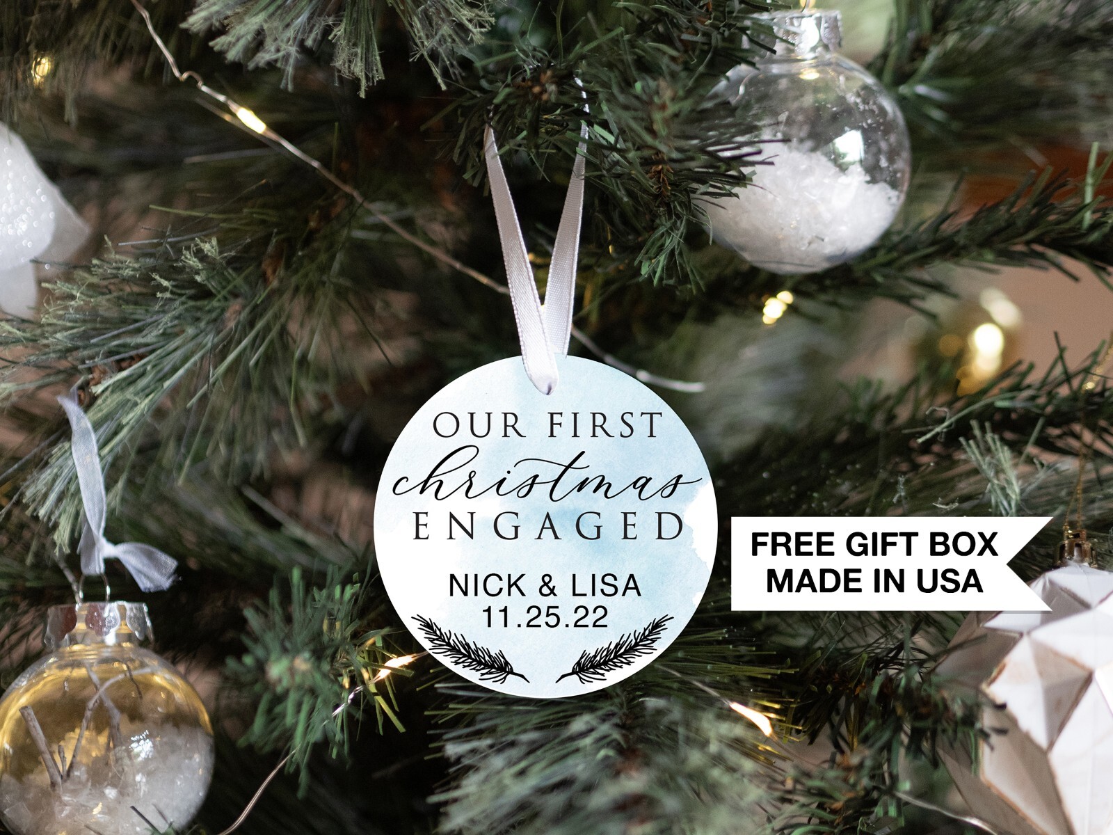 Personalized Engaged Christmas Ornament | Our First Christmas gallery