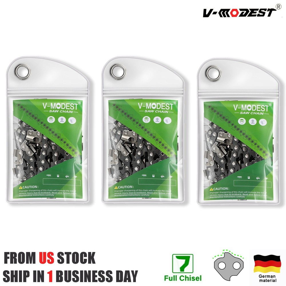 3 Pack 20" Full Chisel Chainsaw Chain for Husqvarna 455 Rancher - 3/8" .050" 72