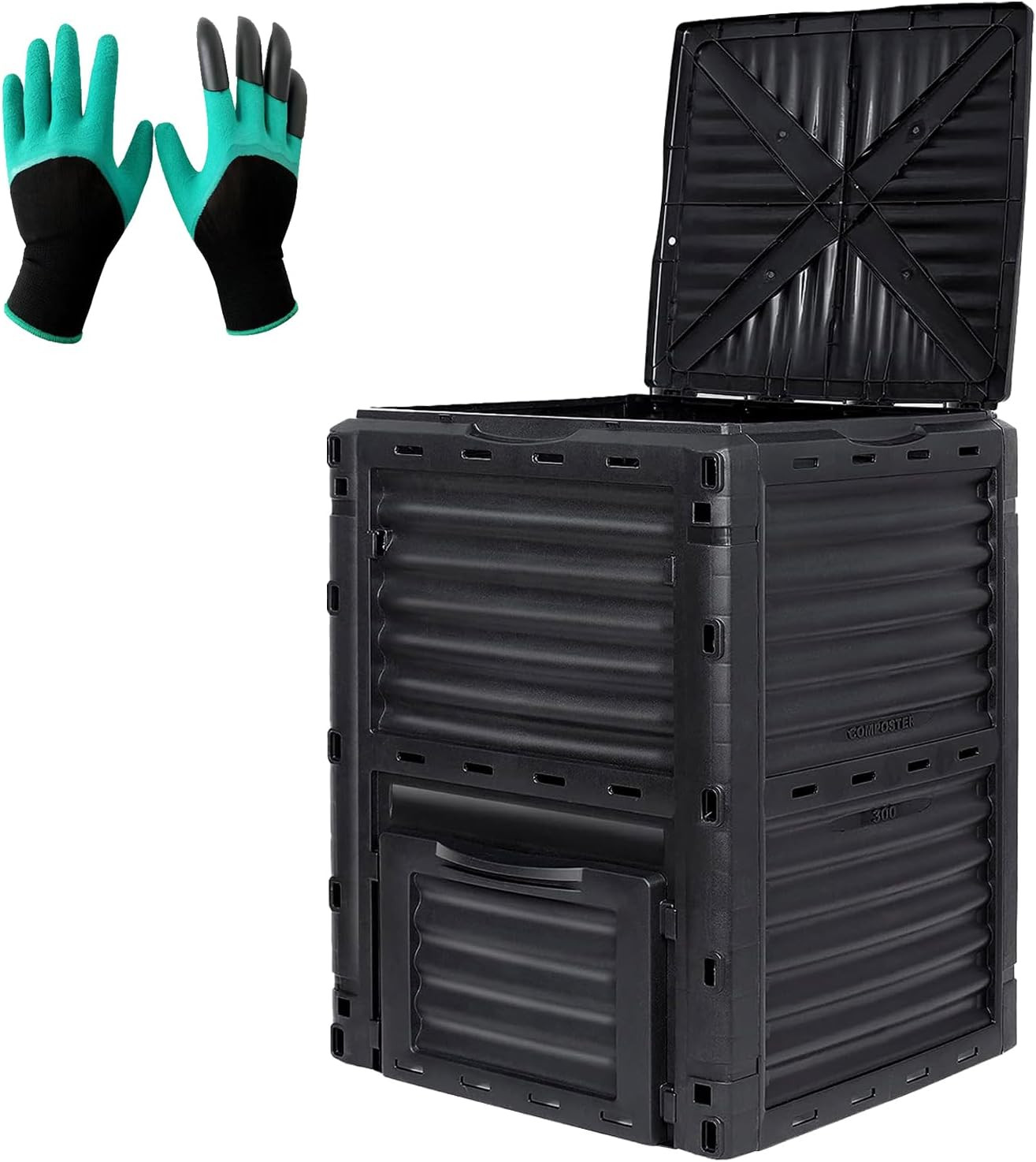 Compost Bin Outdoor 80 Gallon (300L) Large Compost Bin Composter with W/Top Flip gallery
