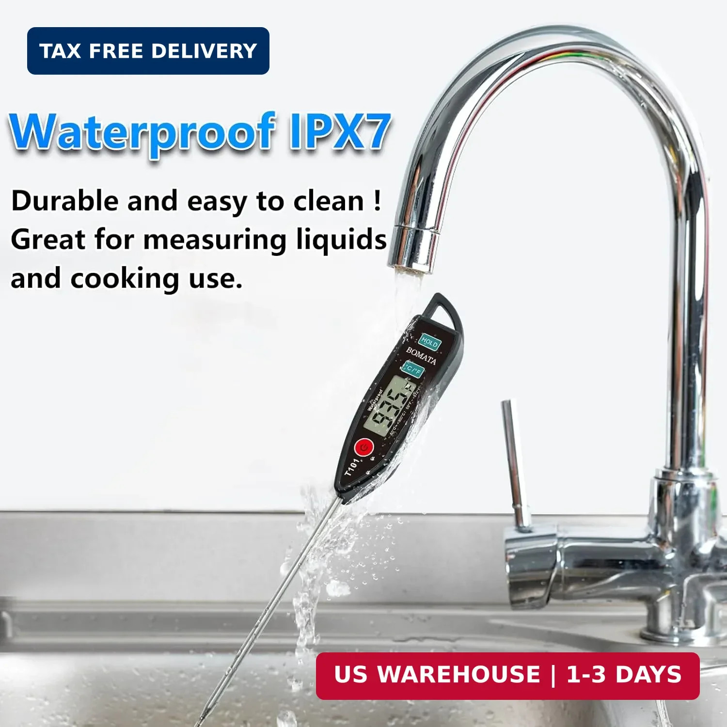 BOMATA 2 Pack Waterproof IPX7 Meat Thermometer Instant Read Food Thermometer wit gallery