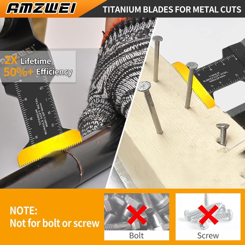 100PCS Oscillating Tool Blades, Titanium & HCS Oscillating Saw Blades for Metal/ gallery
