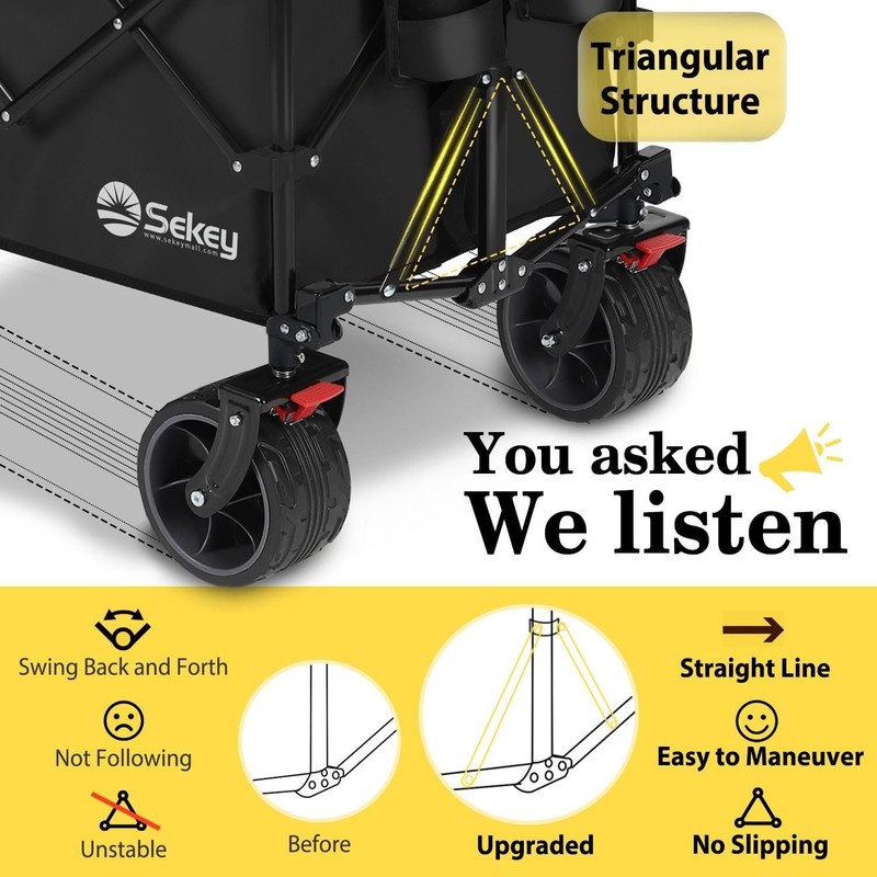 Sekey 48''L Collapsible Foldable Extended Wagon 440lbs Weight Capacity. Black gallery