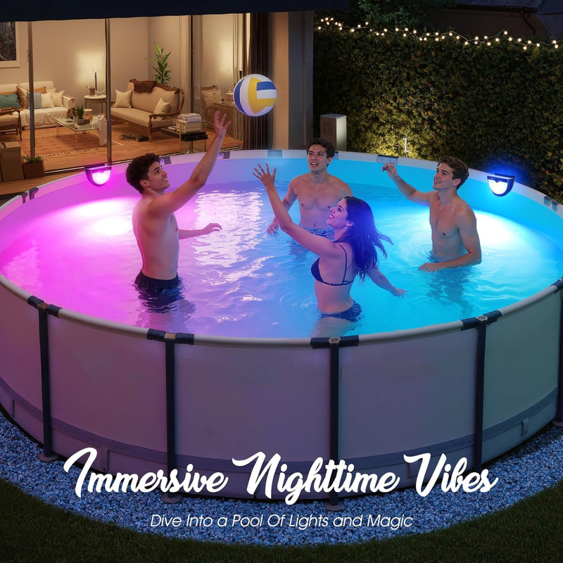 Solar Pool Lights for above Ground Pools, Solars Pool Lights with 10 Lighting Mo gallery