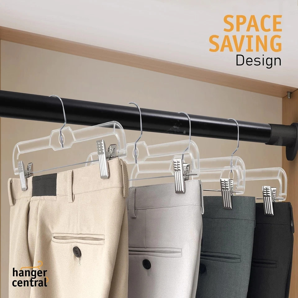 Premium 14 Inch Clear Pants Hangers with Adjustable Clips - 12 Pack Space-Sav... gallery