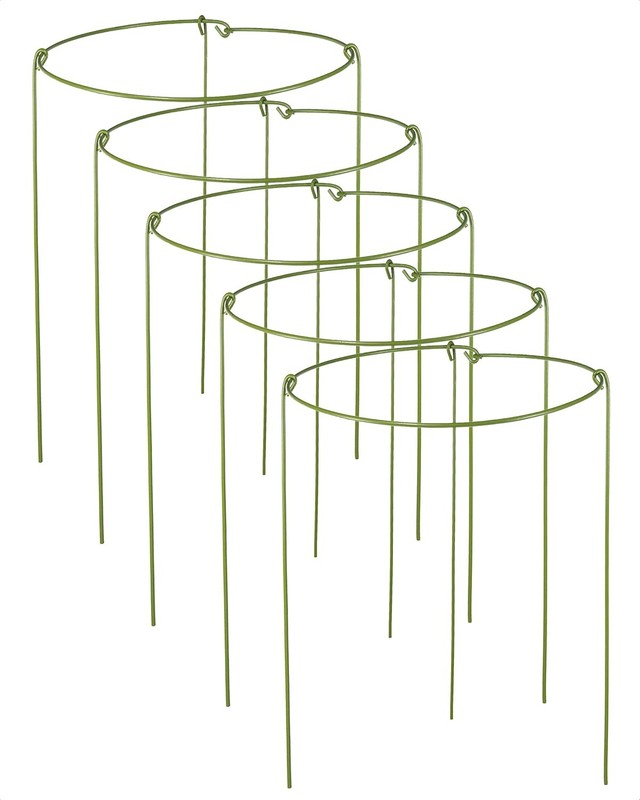 3 Pack Plant Support Stakes Adjustable Plant Ring Cages W/ Green Rubber Wrapping gallery