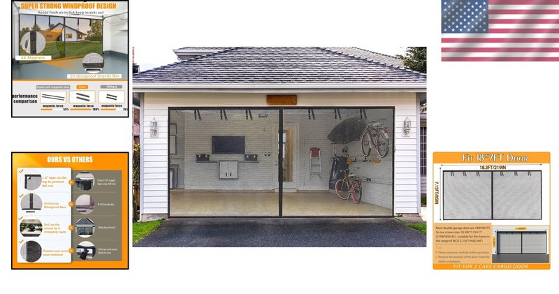 Multi-Purpose 18x7FT Garage Screen Door - Ideal for Patios, Workshops, Home Gyms gallery