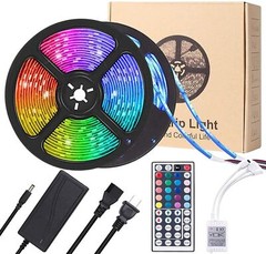 32ft LED Strip Lights Remote Control Bedroom Waterproof for Indoor Outdoor Use