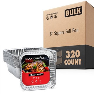 Stock Your Home 8" Square Foil Pans 320 Pack Aluminum gallery