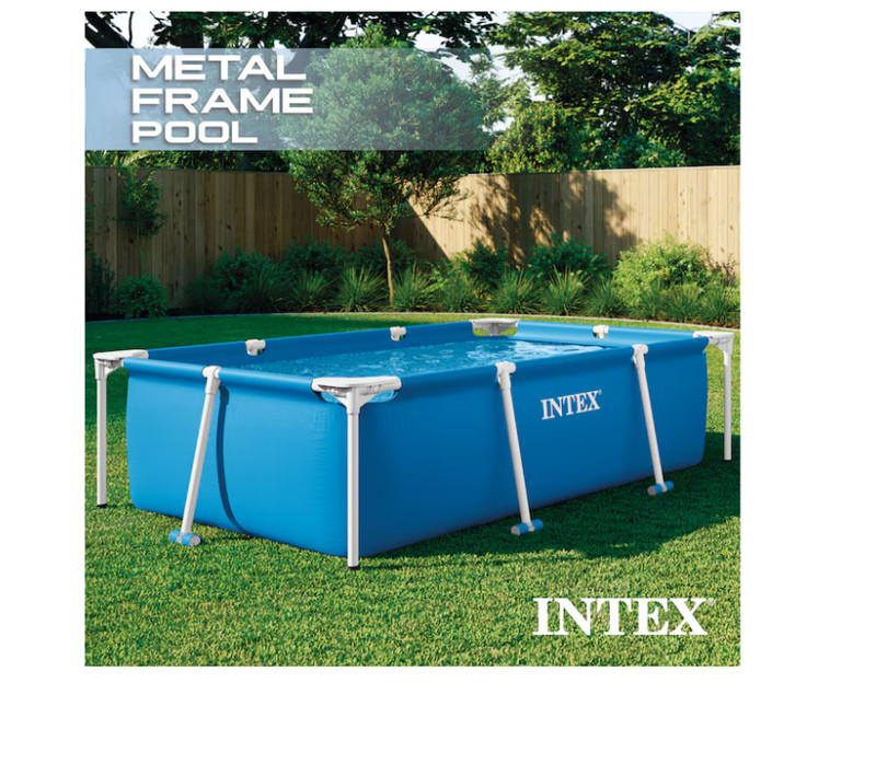 Intex 86in x 23in Rectangular Frame Above Ground Outdoor Splash Swimming Pool gallery
