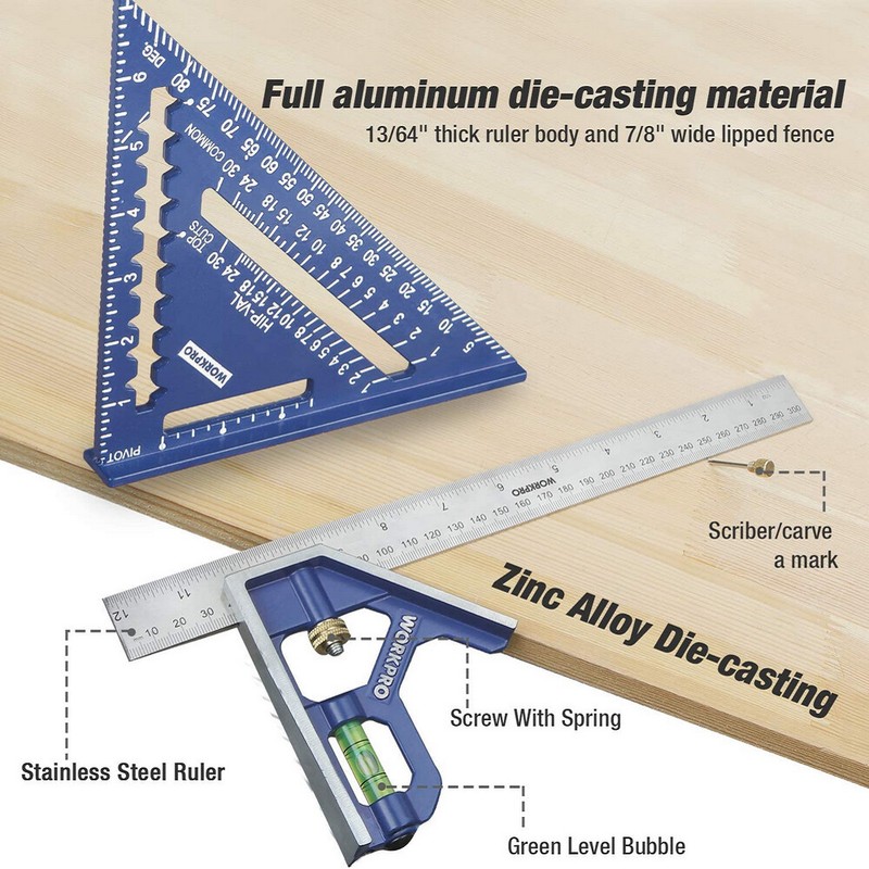 WORKPRO Rafter Square and Combination Square Tool Set Rafter Square Layout Tool gallery