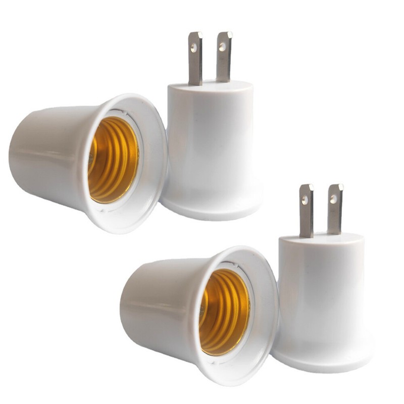 4Pcs 125 Volt AC Plug to E26 E27 Two Outlet Light Bulb Socket Adapter Converts gallery
