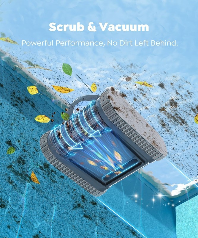 BRINBO C1 Cordless Robotic Pool Cleaner Wall & Waterline Cleaning Matte Onyx gallery