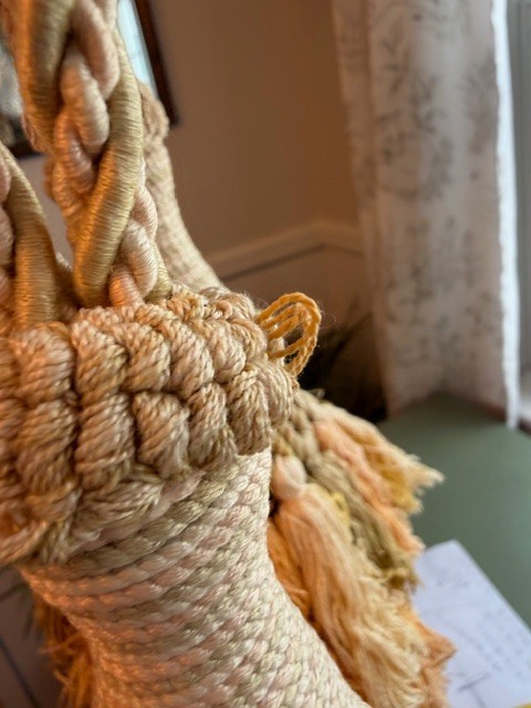 3 Large Vintage Tassels for Drapes Sage/Gold/Peach 27" Tassel 6" Paris France gallery