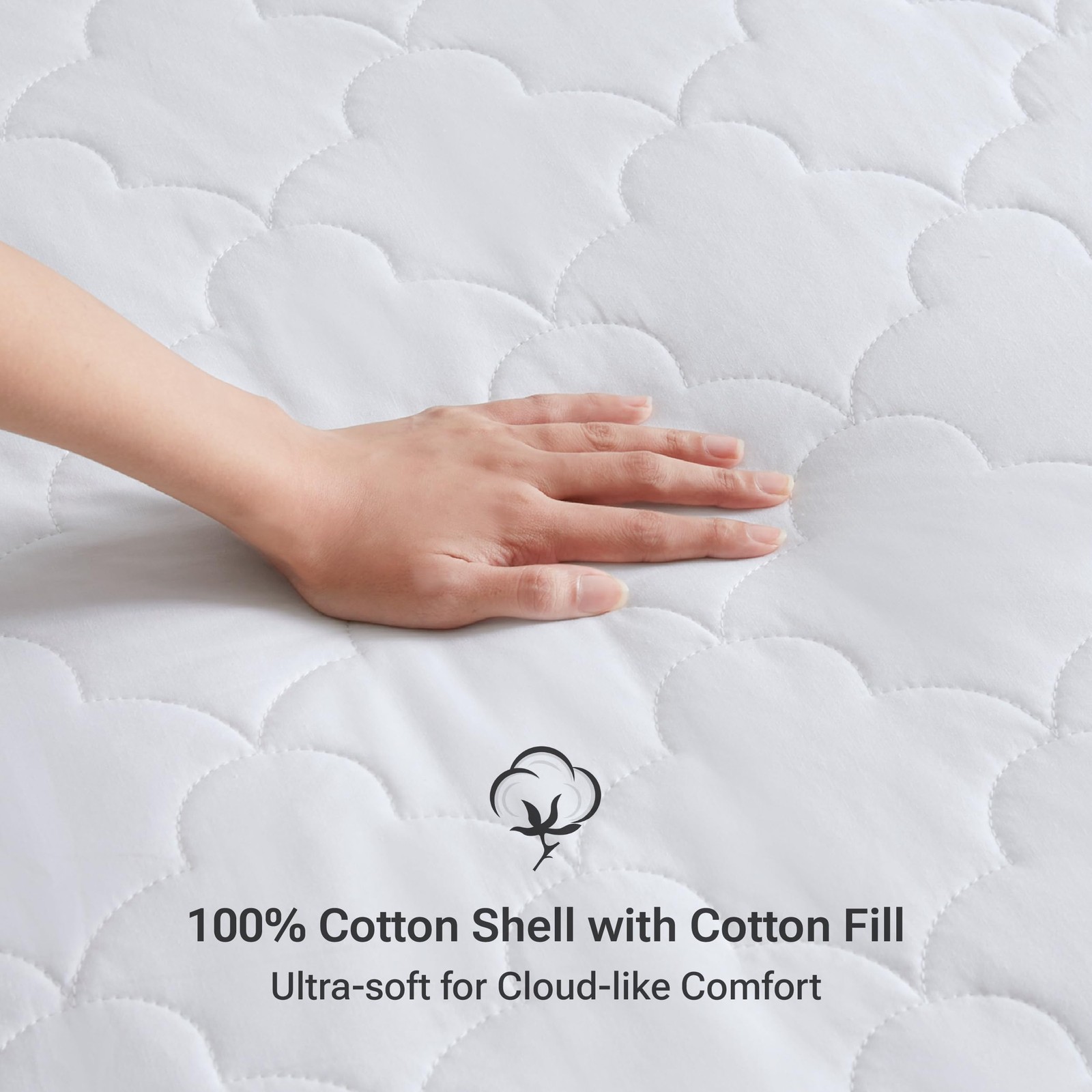 Sleep Philosophy All Natural Cotton Filled Mattress Pad Washable Bed Protector, gallery