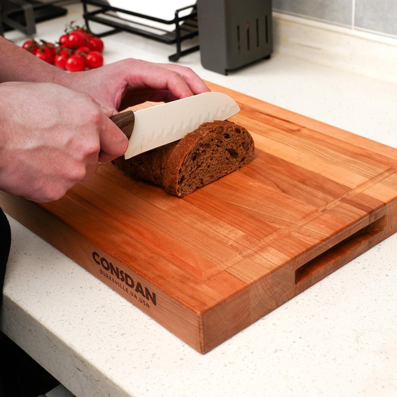 Solid Cherry Wood Cutting Board for Kitchen, USA Grown Hardwood, 16 x 12, wit... gallery