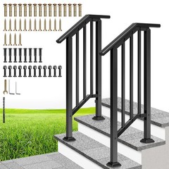 2Pack 2 Step Galvanized Steel Step Handrail Stair Railing Outdoor Deck Hand Rail