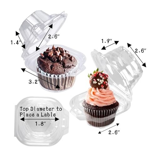 100 Pack Stackable Plastic Cupcake Containers - Deep Dome Holders & Carriers gallery