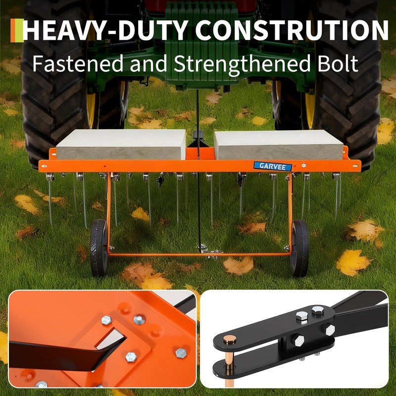 Tow Behind Lawn Rake 40-Inch Dethatcher with 20 Spring Steel Tines for ATV Mower gallery