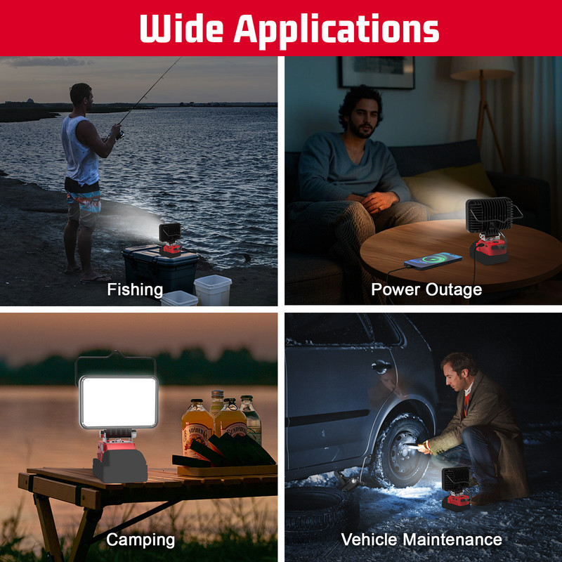 7200LM 72W LED Work Light Compatible with Milwaukee 18V Battery Flashlight USB gallery