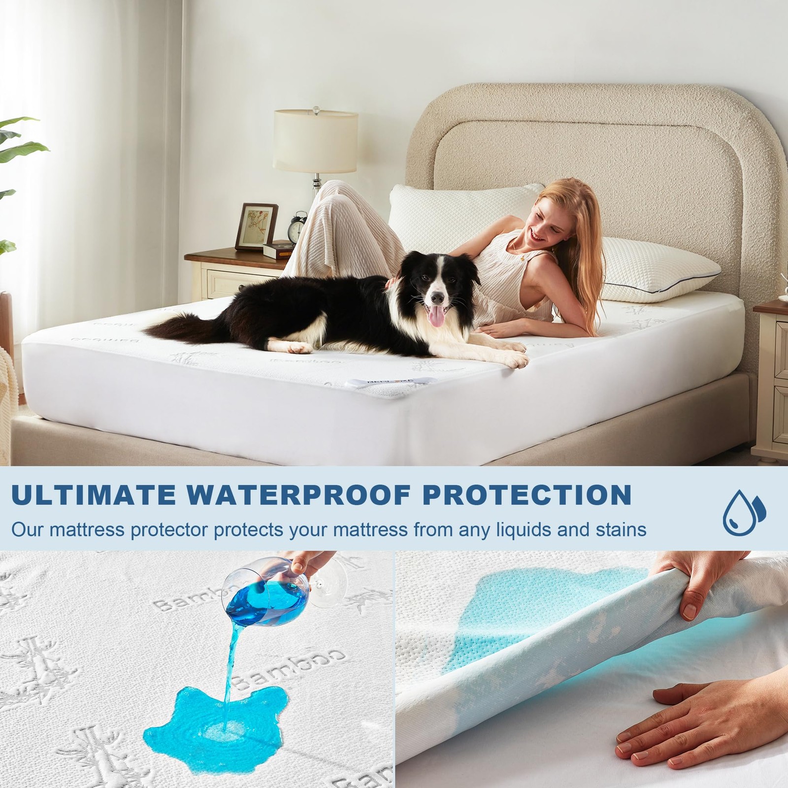 BEDLORE Full Size Waterproof Mattress Protector Viscose Derived from Bamboo, Sof gallery