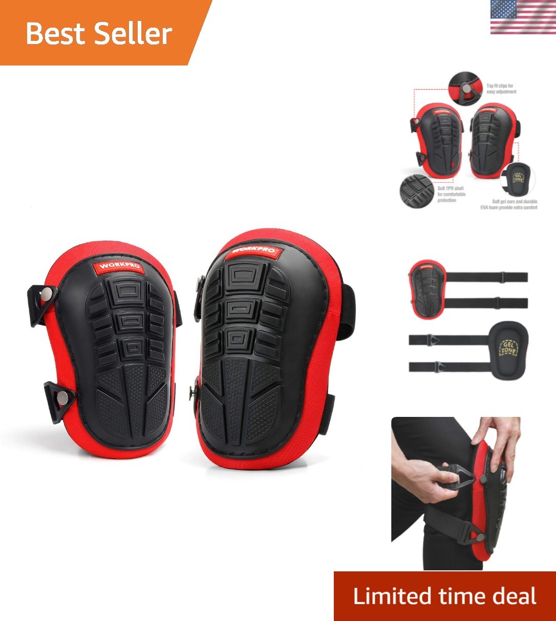 Knee Pads for Work, Construction Knee Pads with Ergonomic Gel Cushion and Foa... gallery