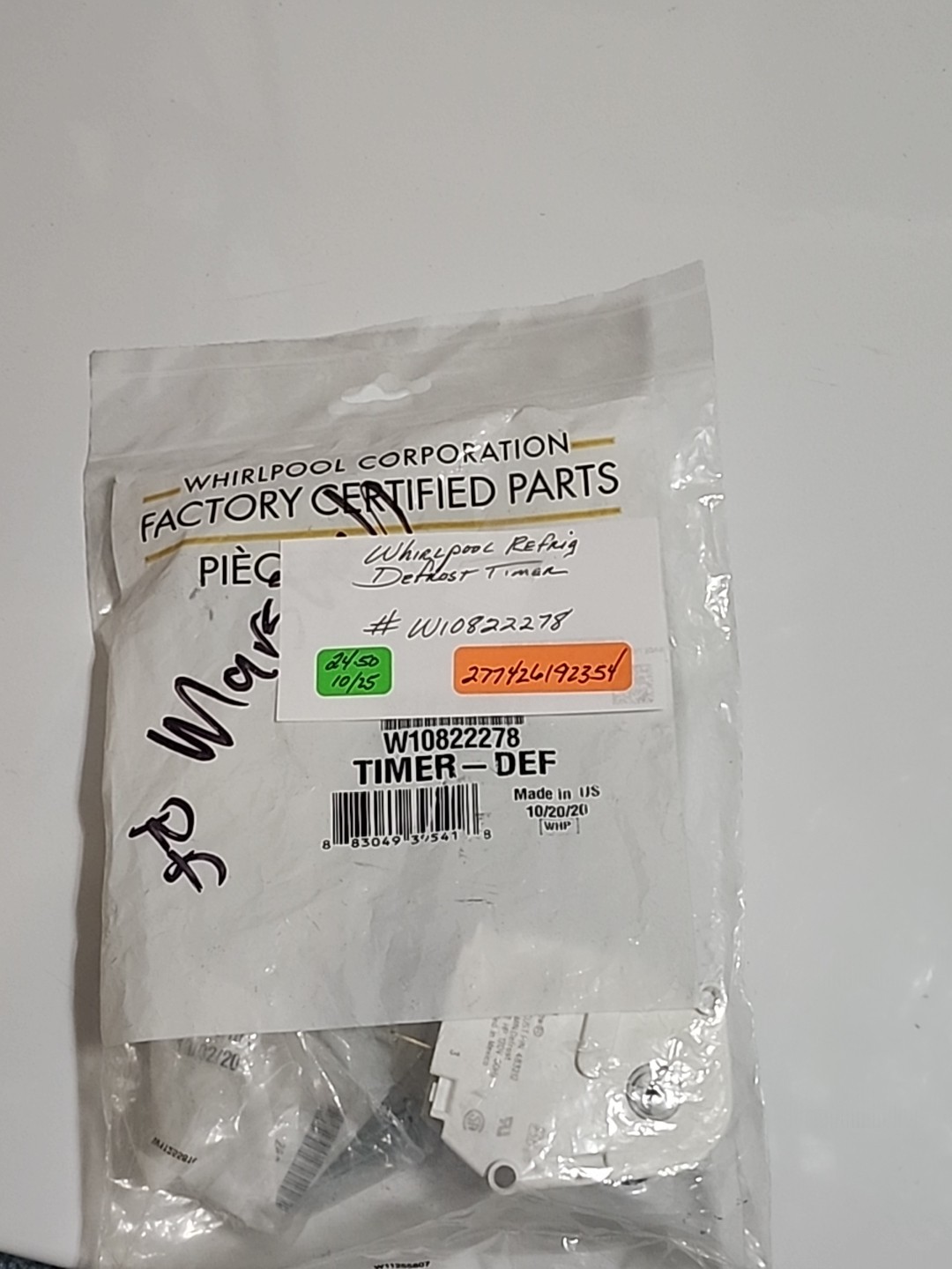 W10822278 Whirlpool Refrigerator Defrost Timer Genuine FSP OEM New gallery