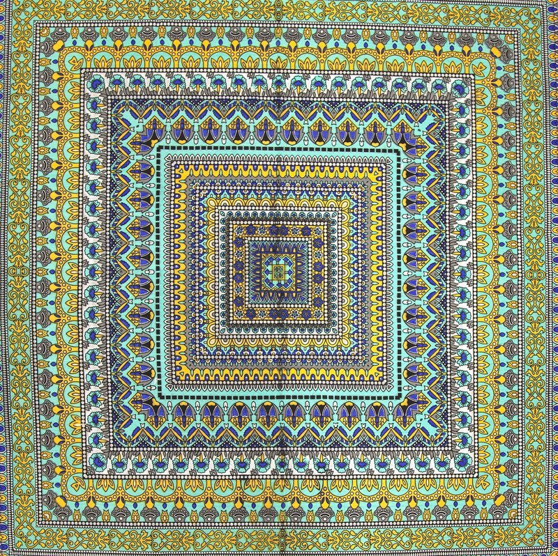 India Arts Geometric Pattern Square Cotton Tablecloth 70 X 70 Multi Color gallery