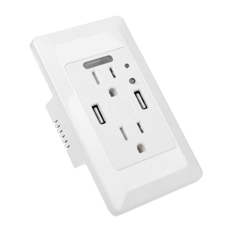 Electrical Dual USB Wall Outlet with LED Night Light Tamper Resistant Receptacle gallery